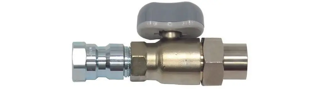 Gaskugelhahn mit Brandschutzeinrichtung, hergestellt von Vaillant, mit einer grauen Handrad und metallischem Anschluss, geeignet für Gasleitungen.